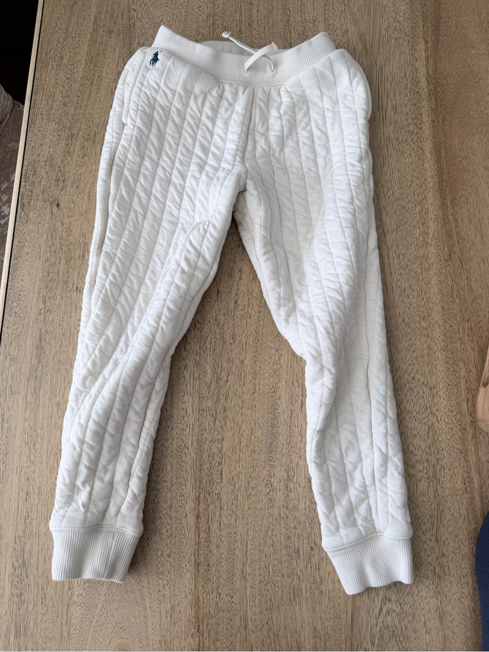 Polo Ralph Lauren Quilted Jacquard Jogger Pants in Antique Cream/White
